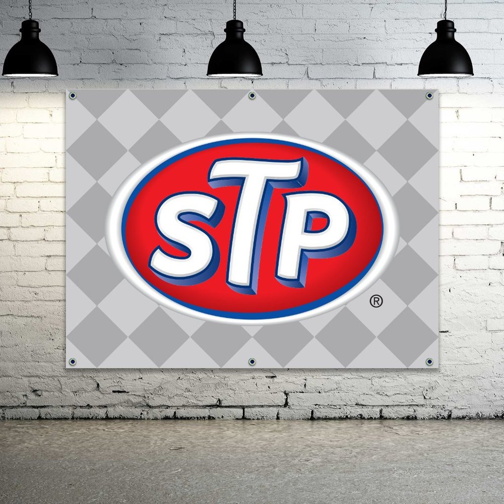 STP Motoroil Logo Vinyl Banner 1.5 x 2.5ft. Sign Oil Change Mechanic Auto Shop